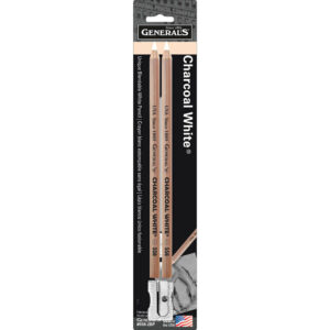 General's White Charcoal Pencil 2pcs + 1 Metal Sharpner