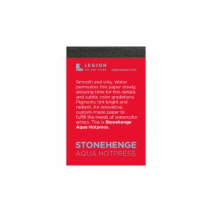 LEGION STONEHENGE AQUA HOTPRESS (100% COTTON 300GSM) - Legion Stonehenge Aqua Watercolor Block,300 GSM.Hot Press,2.5"X3.75",White 10 Sheets