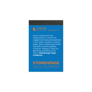 LEGION STONEHENGE AQUA COLDPRESS (100% COTTON,300GSM) - Legion Stonehenge Aqua Watercolor Block-Cold Press,2.5"X3.75",300GSM, 10 Sheets
