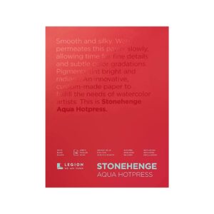 LEGION STONEHENGE AQUA HOTPRESS (100% COTTON 300GSM) - Legion Stonehenge Aqua Watercolor Block, 300 GSM. Hot Press, 9 X 12 inches, White, 15 Sheets