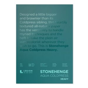 LEGION STONEHENGE AQUA COLDPRESS HEAVY (100% COTTON 600GSM) - Legion Stonehenge Aqua Watercolor Block - Cold Press, 10'' x 14'',600 gsm , 10 sheets